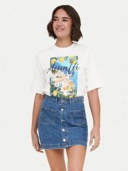 ONLY T-Shirt Vega 15375753 Kremowy Regular Fit. Białe t-shirty damskie ONLY, l, bez wzorów, z bawełny, bez kołnierzyka, bez ramiączek. Za 99.99 zł.