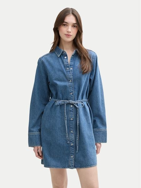 Tom Tailor Denim Sukienka jeansowa 1045461 Niebieski Regular Fit. Niebieskie sukienki damskie TOM TAILOR DENIM, m, bez wzorów, z bawełny, bez kołnierzyka, bez ramiączek. Za 179.99 zł.
