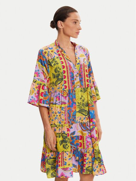 Iconique Sukienka letnia IC25-124 Kolorowy Relaxed Fit. Sukienki damskie Iconique, na lato, m, bez wzorów, z syntetyku, bez kołnierzyka, bez ramiączek. Za 179.99 zł.