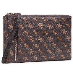 Torebka Guess. Brązowe listonoszki damskie Guess, z aplikacjami, bez dodatków. Za 479.99 zł.