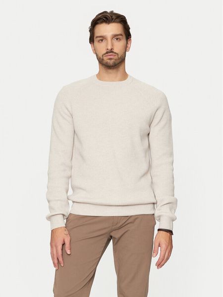 Bugatti Sweter 7400 65563B Écru Regular Fit. Swetry męskie Bugatti, m, bez wzorów, z wełny, bez kołnierzyka, bez ramiączek. Za 359.99 zł.