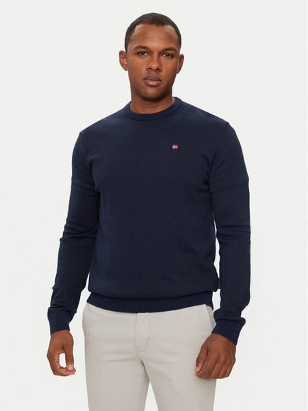 Napapijri Sweter Droz NP0A4I2G Granatowy Regular Fit. Niebieskie swetry męskie Napapijri, m, bez wzorów, z bawełny, bez kołnierzyka, bez ramiączek. Za 319.99 zł.