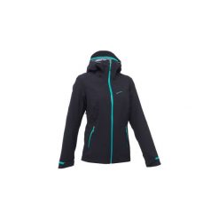 Kurtka turystyczna MH500 WTP damska. Czarne kurtki sportowe damskie QUECHUA, l, bez wzorów, z elastanu, bez ramiączek, bez kaptura. Za 299.99 zł.