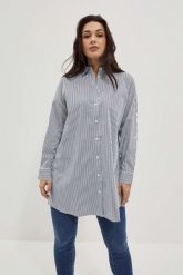 Koszula oversize w paski. Koszule damskie MOODO, l, bez wzorów, z bawełny, bez kołnierzyka, bez ramiączek. W wyprzedaży za 38.99 zł.