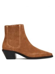 BOSS Botki Niara 50548781 Brązowy. Brązowe botki damskie Boss, bez wzorów, ze skóry, bez obcasa, na słupku, bez zapięcia. Za 1,199.00 zł.
