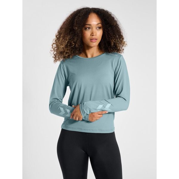 Damska koszulka z długim rękawem Hummel MT Taylor. Niebieskie bluzki damskie Hummel, xs, bez wzorów, sportowe, bez kołnierzyka, bez ramiączek. Za 210.00 zł.