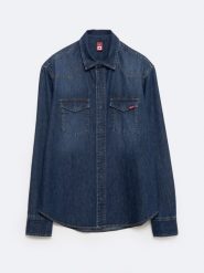 Koszula męska jeansowa granatowa Chuck 577. Niebieskie koszule męskie BIG STAR, l, bez wzorów, z jeansu, sportowe, bez kołnierzyka, bez ramiączek. Za 279.99 zł.