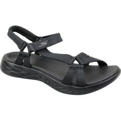 Sandały SKECHERS ON THE GO 600 BRILLIANCY Czarny. Czarne sandały damskie Skechers, bez wzorów, z materiału, bez obcasa, bez zapięcia. Za 189.99 zł.