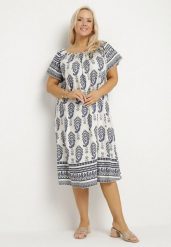 Niebieska Wiskozowa Sukienka ze Wzorem Boho Ellivra. Niebieskie sukienki damskie Born2be, na co dzień, xl, z aplikacjami, z jeansu, boho, bez kołnierzyka, bez ramiączek, midi. Za 64.99 zł.