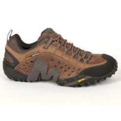 Buty trekkingowe na co dzień męskie MERRELL INTERCEPT skóra. Brązowe buty zimowe męskie Merrell, bez wzorów, ze skóry, bez obcasa, bez zapięcia. Za 539.00 zł.