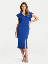Swing Sukienka koktajlowa 5AI18400 Niebieski Slim Fit. Niebieskie sukienki damskie Swing, bez wzorów, z syntetyku, wizytowe, bez kołnierzyka, bez ramiączek. Za 469.99 zł.