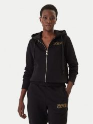 Versace Jeans Couture Bluza 80HAIT00 CF01T Czarny Regular Fit. Czarne bluzy damskie Versace Jeans Couture, m, bez wzorów, z bawełny, bez ramiączek, bez kaptura. Za 1,060.99 zł.