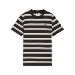 Młodzieżowa koszulka Essentials w paski PUMA. Czarna bluzki damskie Puma, m, bez wzorów, młodzieżowe, bez kołnierzyka, bez ramiączek. Za 99.00 zł.