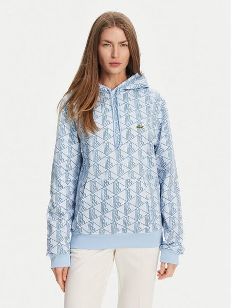 Lacoste Bluza SH2855 Błękitny Classic Fit. Niebieskie bluzy damskie Lacoste, bez wzorów, z bawełny, bez ramiączek, bez kaptura. Za 373.99 zł.