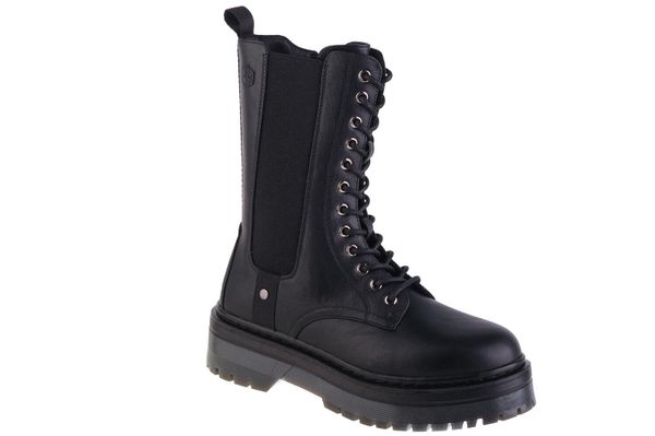 Trapery damskie, Lumberjack Elyse. Czarne trapery damskie Lumberjack, z materiału, bez zapięcia. Za 149.99 zł.