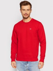 Tommy Jeans Bluza Fleece DM0DM09591 Czerwony Regular Fit. Czerwone bluzy męskie Tommy Jeans, m, bez wzorów, z jeansu, bez ramiączek, bez kaptura. Za 209.99 zł.