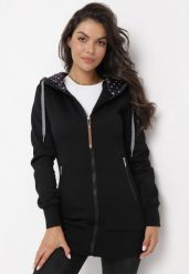 Czarna Bluza z Polarem i Kapturem Laissete. Czarne bluzy damskie Born2be, xs, bez wzorów, z polaru, bez ramiączek, z kapturem. Za 59.99 zł.