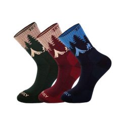 3 pary skarpet trekkingowych z wełny merynosów, krajobraz górski. Skarpety męskie TRY TO FLY, bez wzorów, z wełny. W wyprzedaży za 247.19 zł.