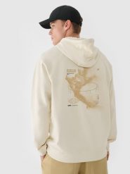4F Bluza dresowa nierozpinana z kapturem męska - beżowa M. Brązowe bluzy męskie 4F, m, bez wzorów, z bawełny, z kapturem. W wyprzedaży za 59.99 zł.