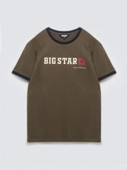 Koszulka męska z linii Authentic z logo BIG STAR khaki Summet 303. Zielone t-shirty męskie BIG STAR, l, bez wzorów, z bawełny, bez kołnierzyka, bez ramiączek. Za 99.99 zł.