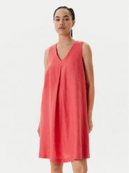 United Colors Of Benetton Sukienka letnia 4AGHDV0AX Czerwony Relaxed Fit. Czerwone sukienki damskie United Colors Of Benetton, na lato, xs, bez wzorów, ze lnu, bez kołnierzyka, bez ramiączek. Za 179.99 zł.