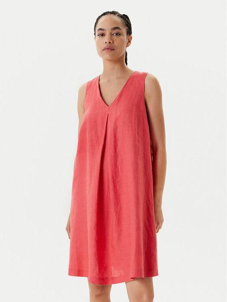 United Colors Of Benetton Sukienka letnia 4AGHDV0AX Czerwony Relaxed Fit. Czerwone sukienki damskie United Colors Of Benetton, na lato, m, bez wzorów, ze lnu, bez kołnierzyka, bez ramiączek. Za 179.99 zł.