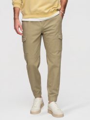 Spodnie męskie JOGGERY z zapinanymi kieszeniami cargo - khaki V1 - Rozmiar: XXL. Zielone spodnie materiałowe męskie Ombre Clothing, bez wzorów, z bawełny. Za 249.99 zł.