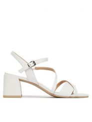 Caprice Sandały 9-28302-46 Biały. Białe sandały damskie Caprice, bez wzorów, ze skóry, bez obcasa, na słupku, bez zapięcia. Za 275.99 zł.