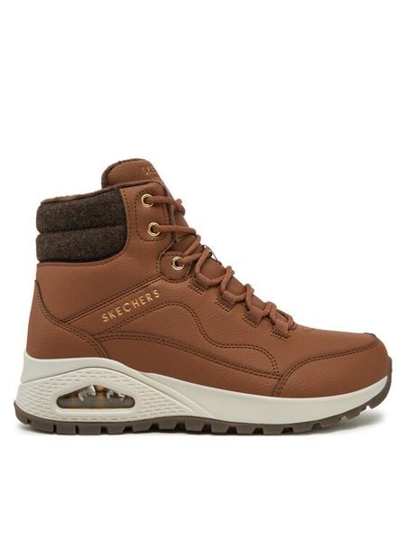 Skechers Botki 177179 Brązowy. Brązowe botki damskie Skechers, bez wzorów, ze skóry, bez obcasa, na płaskiej podeszwie, bez zapięcia. Za 379.99 zł.