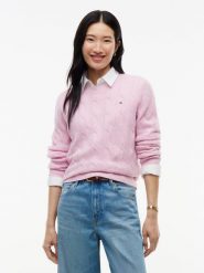 Tommy Hilfiger Sweter z dzianiny Kobiety Wełna różowy, S. Czerwone swetry nierozpinane damskie Tommy Hilfiger, s, bez wzorów, z dzianiny, eleganckie, bez kołnierzyka, bez ramiączek. Za 649.95 zł.