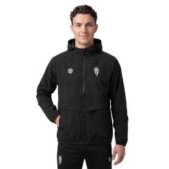 Męska piłkarska kurtka przeciwdeszczowa Siroko RSG Rain Jacket Coach U. Czarne kurtki męskie SIROKO, l, bez wzorów, z elastanu, bez kaptura. Za 205.60 zł.