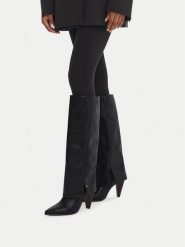 MEXX Kozaki EO-MI001804463W Czarny. Czarne kozaki damskie Mexx, bez wzorów, ze skóry, bez obcasa, na słupku, bez zapięcia. Za 429.99 zł.