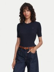 Tommy Hilfiger Sweter WW0WW41787 Granatowy Regular Fit. Niebieskie swetry nierozpinane damskie Tommy Hilfiger, s, bez wzorów, z bawełny, bez kołnierzyka, bez ramiączek. Za 489.99 zł.