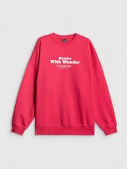 4F Bluza dresowa oversize bez kaptura damska - różowa S. Czerwone bluzy damskie 4F, s, bez wzorów, z dresówki, bez ramiączek, bez kaptura. Za 159.99 zł.