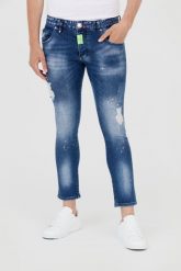 PHILIPP PLEIN Niebieskie męskie jeansy. Niebieskie jeansy męskie Philipp Plein, z jeansu. W wyprzedaży za 1,499.99 zł.