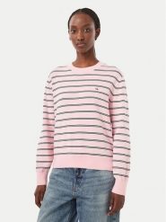 Tommy Jeans Sweter Essential DW0DW23360 Różowy Regular Fit. Czerwone swetry nierozpinane damskie Tommy Jeans, m, bez wzorów, z bawełny, bez kołnierzyka, bez ramiączek. Za 369.99 zł.