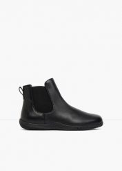 Buty barefoot z elastyczna podeszwą. Czarne botki damskie bonprix, bez wzorów, bez obcasa, bez zapięcia. Za 149.99 zł.