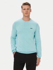BOSS Sweter KN_Ever-X CN 50556145 Niebieski Regular Fit. Niebieskie swetry męskie Boss, l, bez wzorów, z bawełny, bez kołnierzyka, bez ramiączek. Za 599.99 zł.