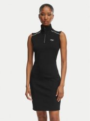 HUGO Sukienka codzienna Nuzippo 50558614 Czarny Extra Slim Fit. Czarne sukienki damskie Hugo, na co dzień, xs, bez wzorów, z bawełny, bez kołnierzyka, bez ramiączek, proste. Za 449.99 zł.