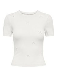 ONLY T-Shirt Femke 15369336 Kremowy Slim Fit. Białe t-shirty damskie ONLY, m, bez wzorów, z bawełny, bez kołnierzyka, bez ramiączek. Za 99.99 zł.