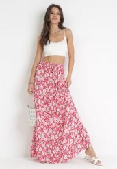 Czerwona Spódnica Maxi Bawełniana w Kwiaty Shimine. Czerwone spódnice damskie Born2be, s, bez wzorów, z bawełny, maxi, rozkloszowane. Za 59.99 zł.