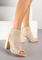 Beżowe Siateczkowe Botki Vices na Słupku Sovhira. Brązowe botki damskie Renee, na lato, bez wzorów, z materiału, eleganckie, bez obcasa, na obcasie, bez zapięcia. Za 99.99 zł.
