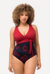 Damski Strój kąpielowy przesuwany węzeł miękkie miseczki. Czerwone stroje kąpielowe damskie Ulla Popken, plus size, bez wzorów, z elastanu. Za 233.99 zł.