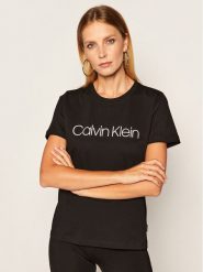 Calvin Klein T-Shirt Core Logo K20K202142 Czarny Regular Fit. Czarne t-shirty damskie Calvin Klein, xs, bez wzorów, z bawełny, bez kołnierzyka, bez ramiączek. Za 179.99 zł.