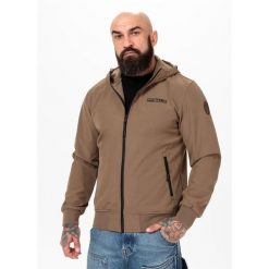 Kurtka przejściowa męska Pitbull z kapturem Donaker. Brązowe kurtki męskie PITBULL, m, bez wzorów, z softshellu, z kapturem. Za 249.00 zł.