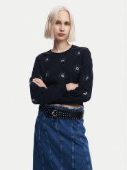 Desigual Bluza Joya 24WWSK32 Czarny Regular Fit. Czarne bluzy damskie Desigual, xxl, bez wzorów, z bawełny, bez ramiączek, bez kaptura. Za 349.99 zł.