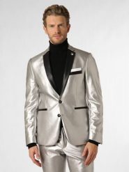 Finshley & Harding London marynarka od garnituru modułowego Mężczyźni Slim Fit srebrny, 46. Szare garnitury męskie Finshley & Harding London, m, bez wzorów, ze skóry. Za 299.95 zł.