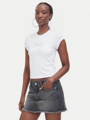 Juicy Couture T-Shirt JCWCT226326 Biały Slim Fit. Białe t-shirty damskie Juicy Couture, m, bez wzorów, bez kołnierzyka, bez ramiączek. Za 169.99 zł.