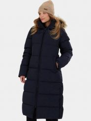 Płaszcz Zimowy Damski Fundango Meganne. Niebieskie płaszcze damskie FUNDANGO, na zimę, m, bez wzorów, z futra, eleganckie, bez kołnierzyka. Za 599.90 zł.