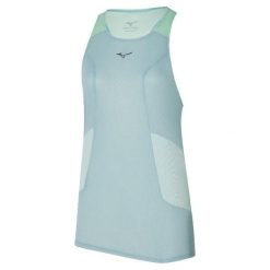 Damski tank top Mizuno Dryaeroflow. Niebieskie topy damskie Mizuno, bez wzorów, sportowe, bez kołnierzyka, bez ramiączek. Za 211.00 zł.